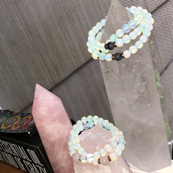 Opal Crystal Bracelets W/ Rose & Shungite Crystal - Picture 4 of 14